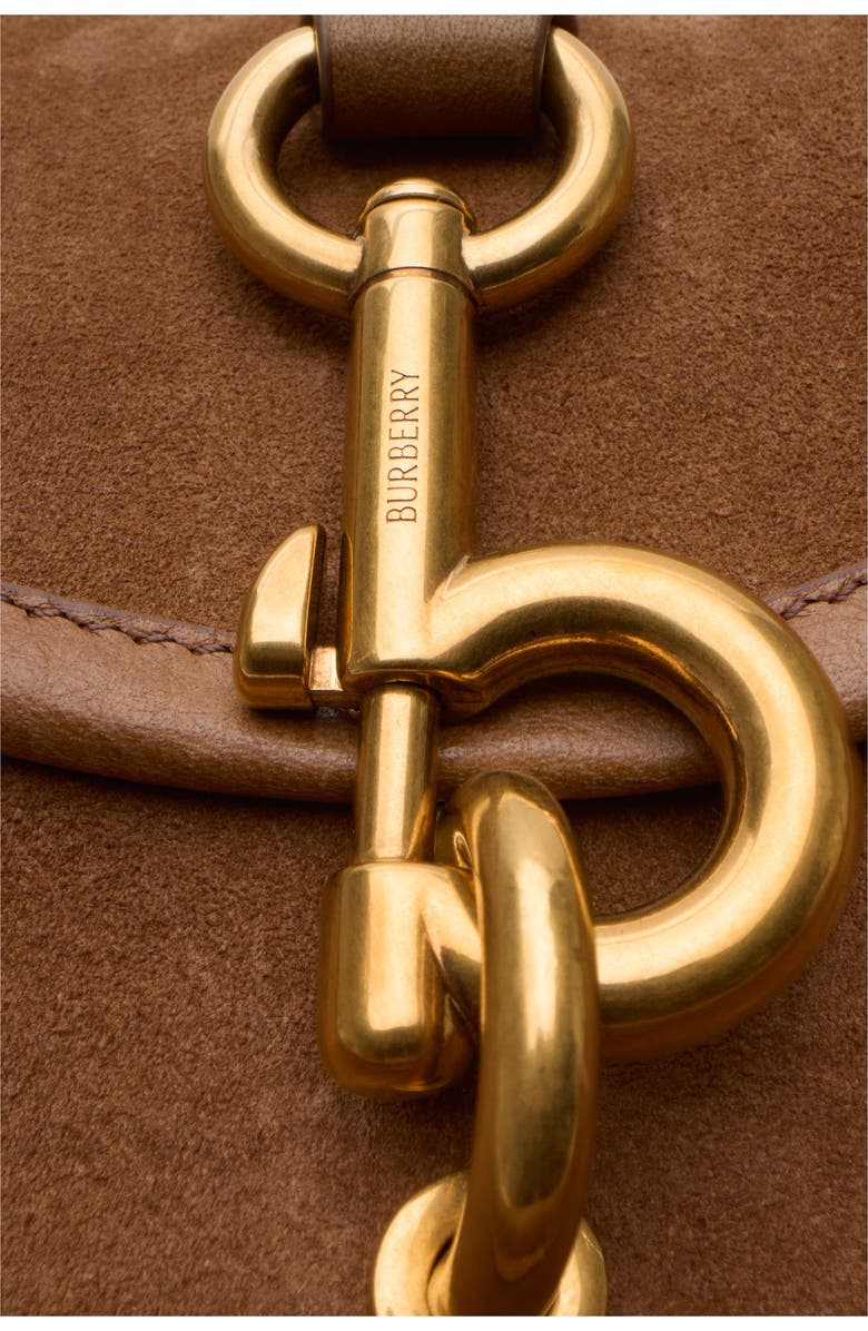 Burberry Mini B Clip Messenger Bag, Alternate, color, Hazel Brown