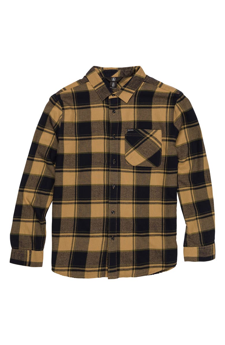 Volcom Kids' Caden Plaid Button-Up Shirt, Main, color,