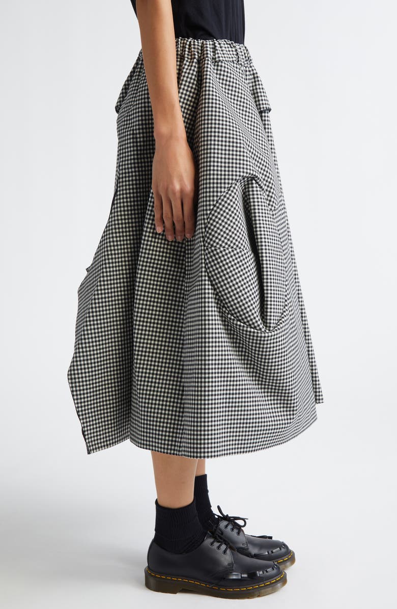 Comme des Garçons Gingham Wool Gabardine Skirt, Alternate, color, Black/ Ecru