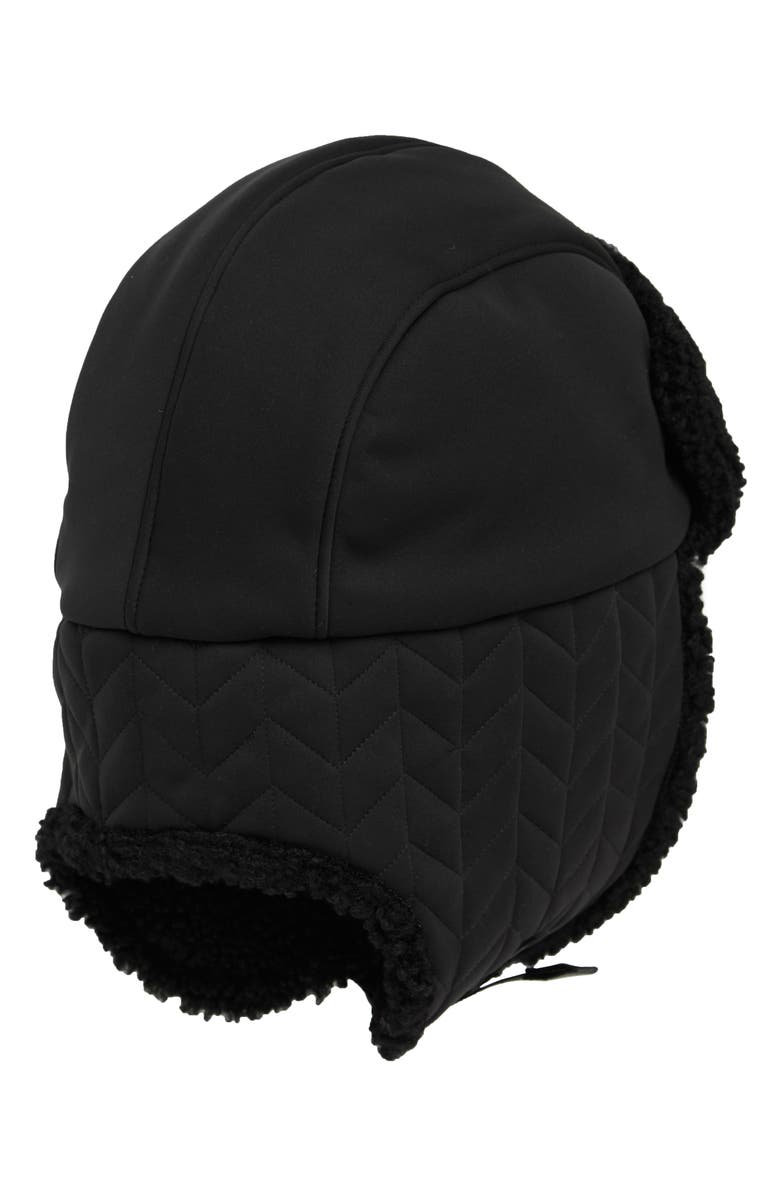 UGG<sup>®</sup> Quilted Nylon Fleece Trapper Hat, Alternate, color, Black