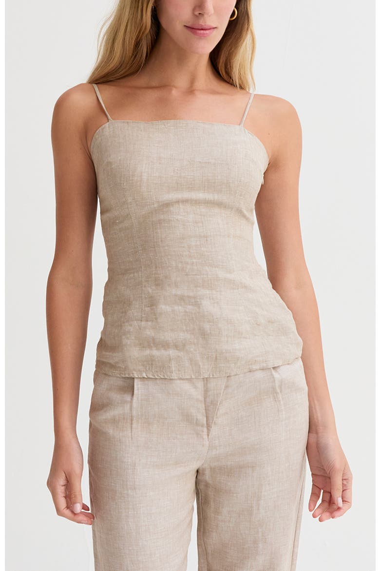 Sleeveless Linen Top, Main, color, Oatmeal