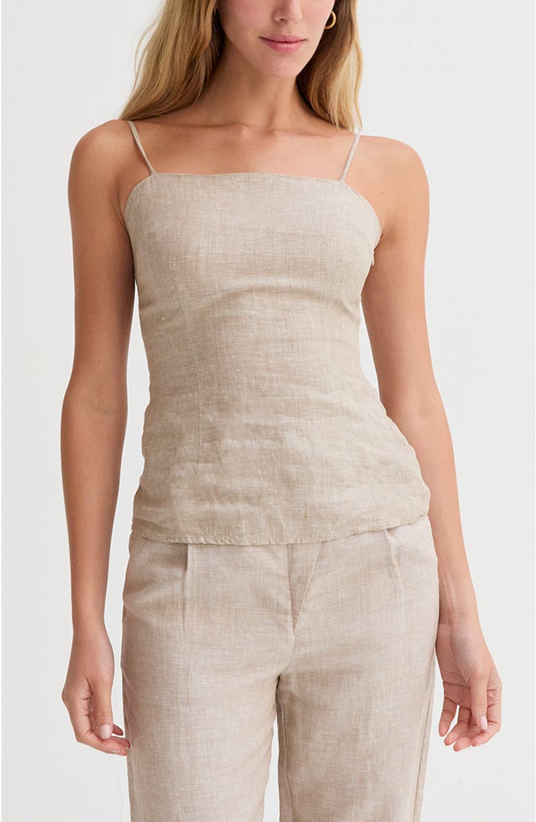 CRESCENT Sleeveless Linen Top, Main, color, Oatmeal