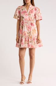 Vince Camuto Floral Ruffle Poplin Minidress