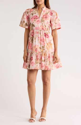 Vince Camuto Floral Ruffle Poplin Minidress