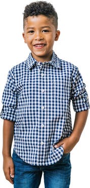 Hope & Henry Baby Boys' Organic Stretch Poplin Roll-Up Shirt, Infant