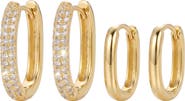 ARGENTO VIVO Set of 2 Oblong Pavé Hoop Earrings