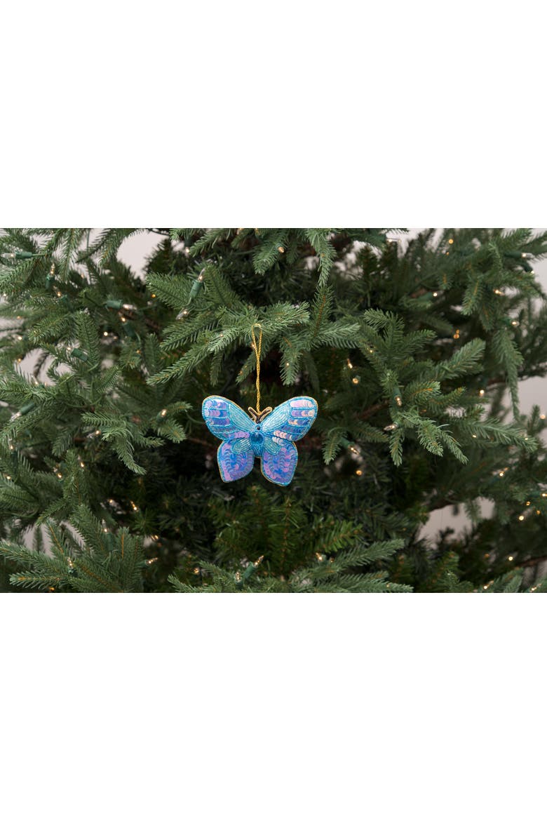 Butterfly Beaded Blue Christmas Tree Ornament, Alternate, color, Blue