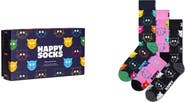 Happy Socks Mixed Cats 3-Pack Cotton Blend Crew Socks Gift Set