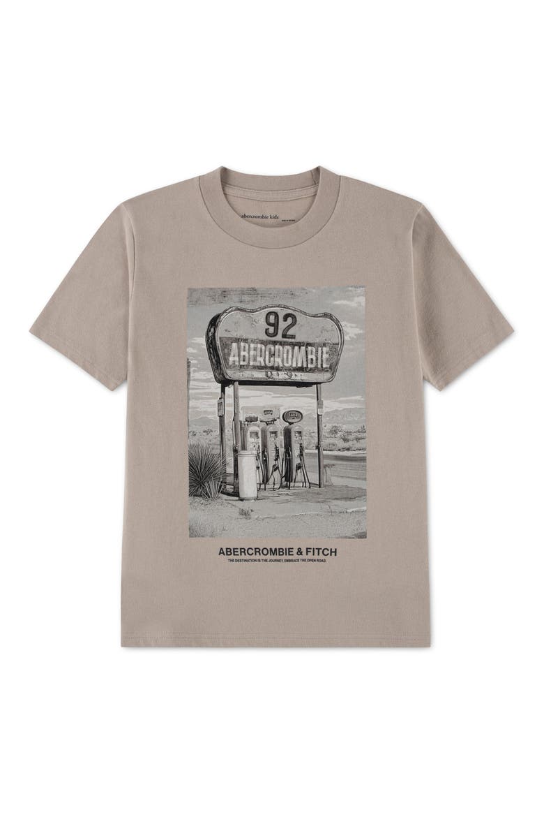 Kids' Gas Station Photo Graphic T-Shirt, Main, color, SIMPLY TAUPE
