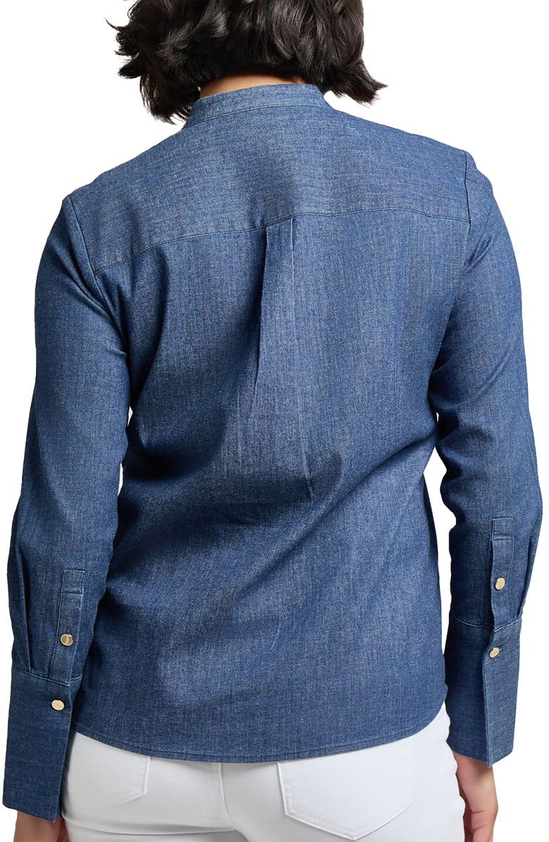 Jones New York Pintuck Stretch Denim Shirt, Alternate, color, 