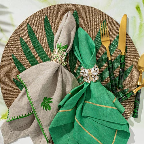 Joanna Buchanan Gold Trim Linen Dinner Napkins