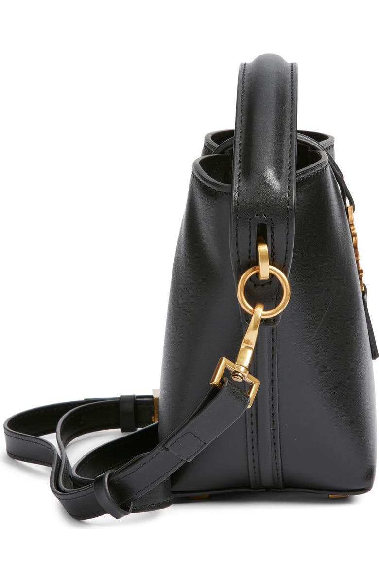 Saint Laurent Micro Le 37 Leather Bucket Bag, Alternate, color, Noir