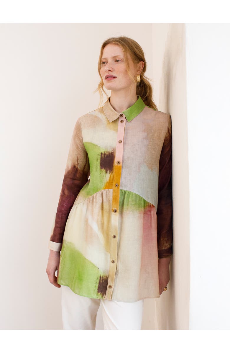 Celtic & Co. Linen Gathered Waist Tunic, Main, color, Colour In Sky