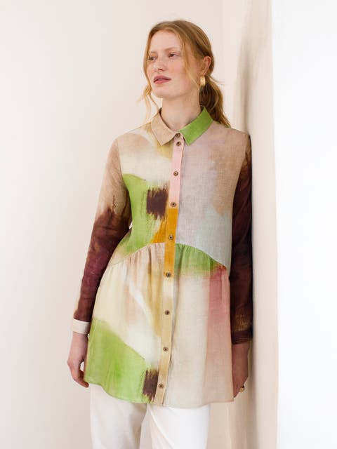 Linen Gathered Waist Tunic