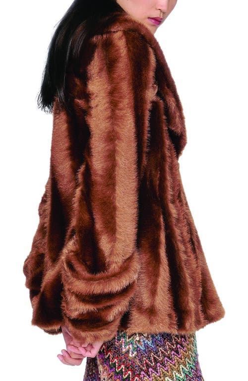 Anna Sui Faux Mink Swing Coat In Brown