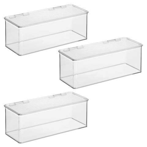 Stackable Hinged-Lid Storage Box - Set of 3 - Clear
