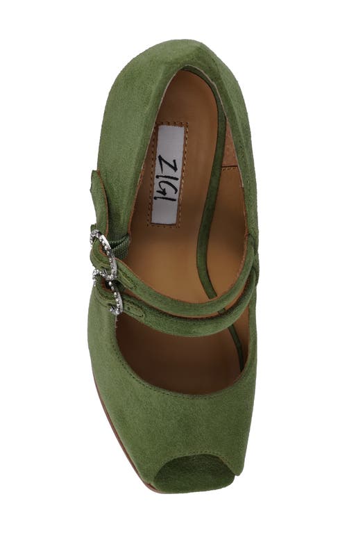 Zigi Vennus Platform Wedge Sandal In Olive Suede