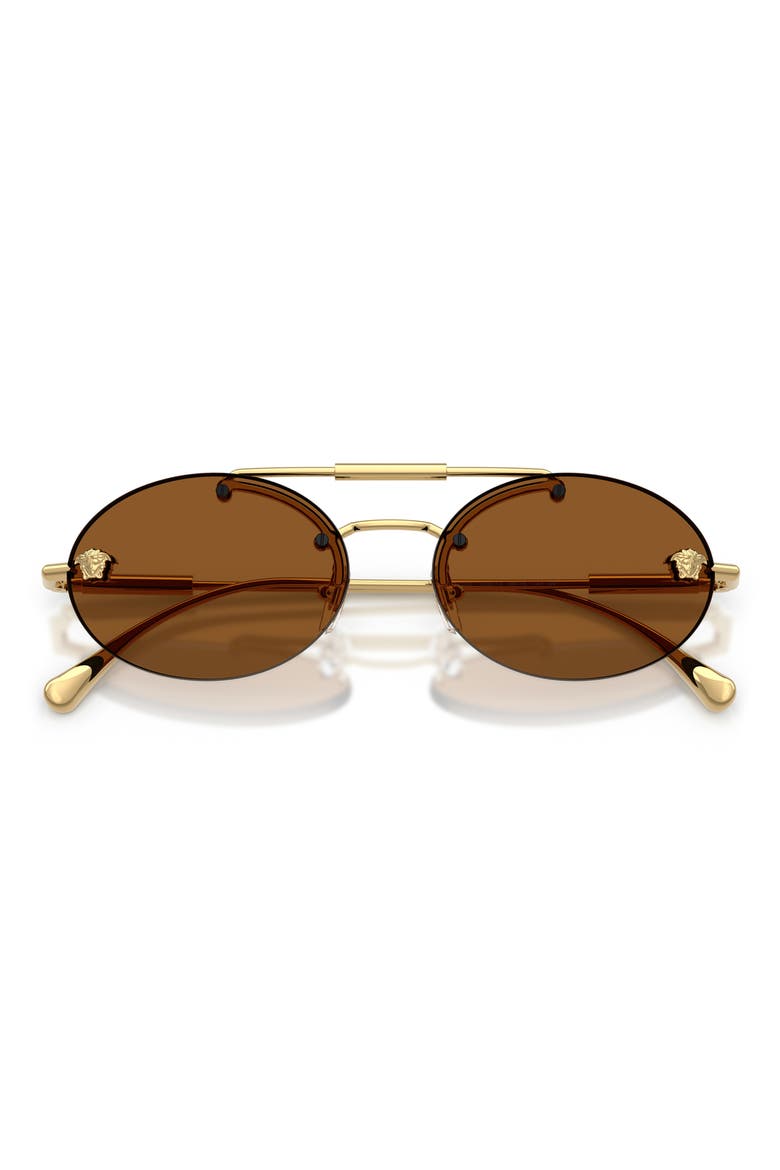 56mm Oval Sunglasses, Alternate, color, GOLD / DARK BROWN