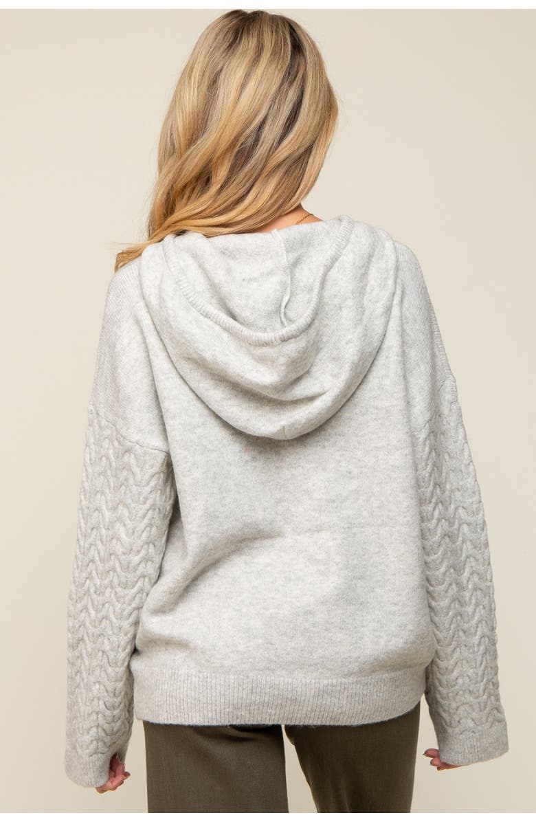 PinkBlush Mixed Knit Hooded Sweater, Alternate, color, Grey
