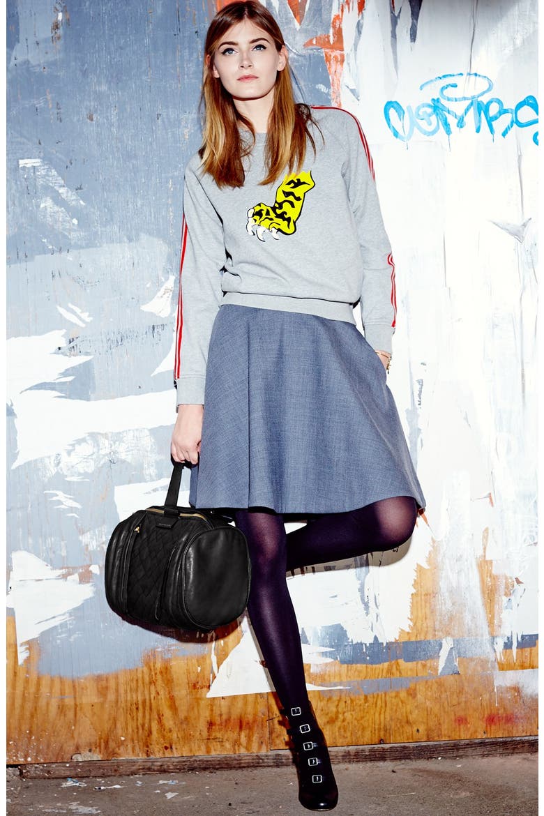 'Sixties' Circle Skirt, Alternate, color, BLACK