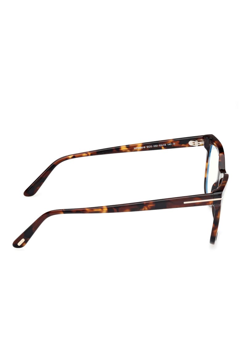 52mm Square Blue Light Blocking Glasses, Alternate, color, HAVANA ECO / T LOGO