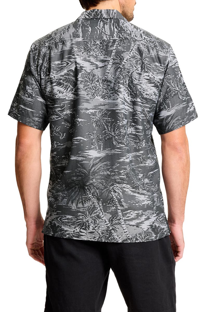 Tommy Bahama Coastal Ease IslandZone<sup>®</sup> Palms Print Camp Shirt, Alternate, color, Black