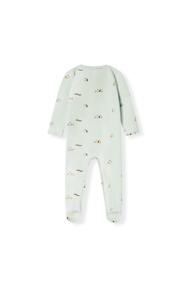 Milkbarn Stretch Fleece Zipper Footed Romper, Alternate, color, Lil' Penguin