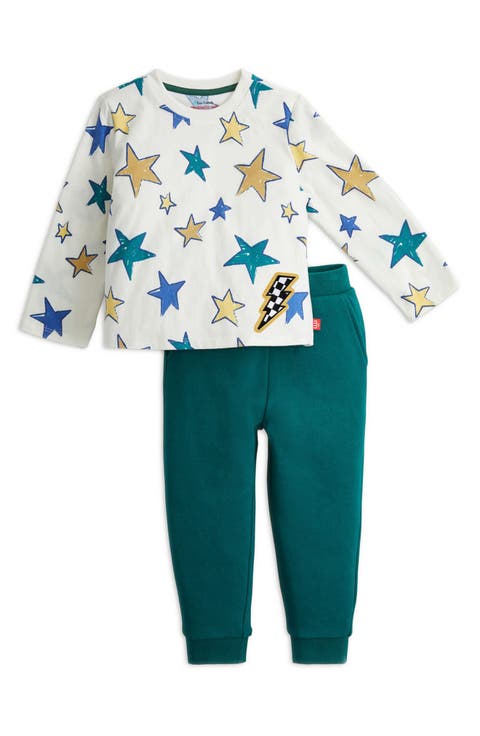 Fidget Patch Stars Cotton Jersey Top & Leggings Set