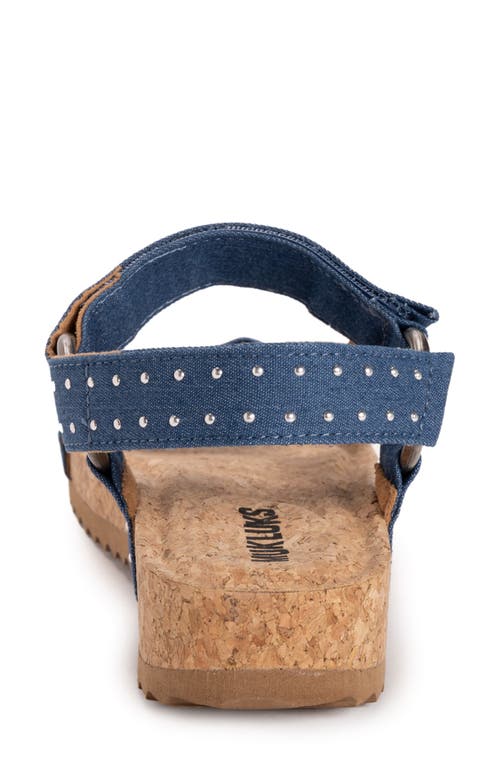 Muk Luks Piper Platform Wedge Sandal In Studded Denim