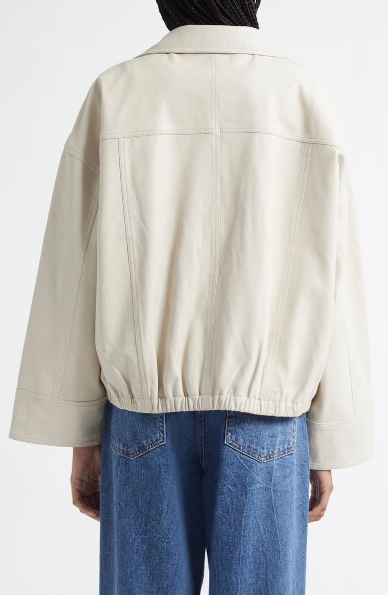 Róhe Leather Bomber Jacket, Alternate, color, Chalk