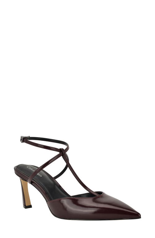 Calvin Klein Avriel 2 Ankle Strap Pump In Burgundy