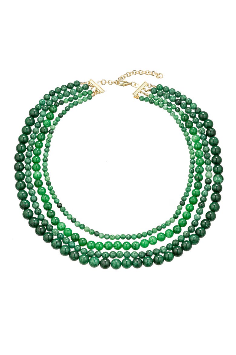 Green Agate Multistrand Necklace, Main, color, GREEN