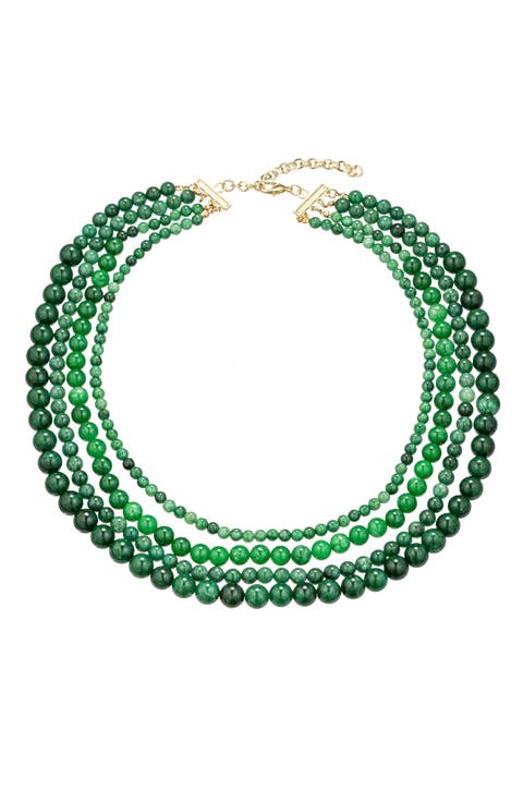 Green Agate Multistrand Necklace