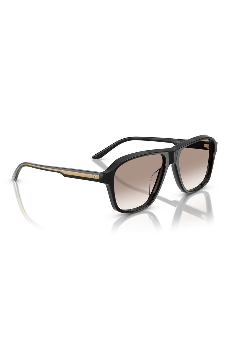 Khaite 1978RX 56mm Gradient Pilot Sunglasses, Alternate, color, BLACK / DEMO LENS SOFT TAN GRA