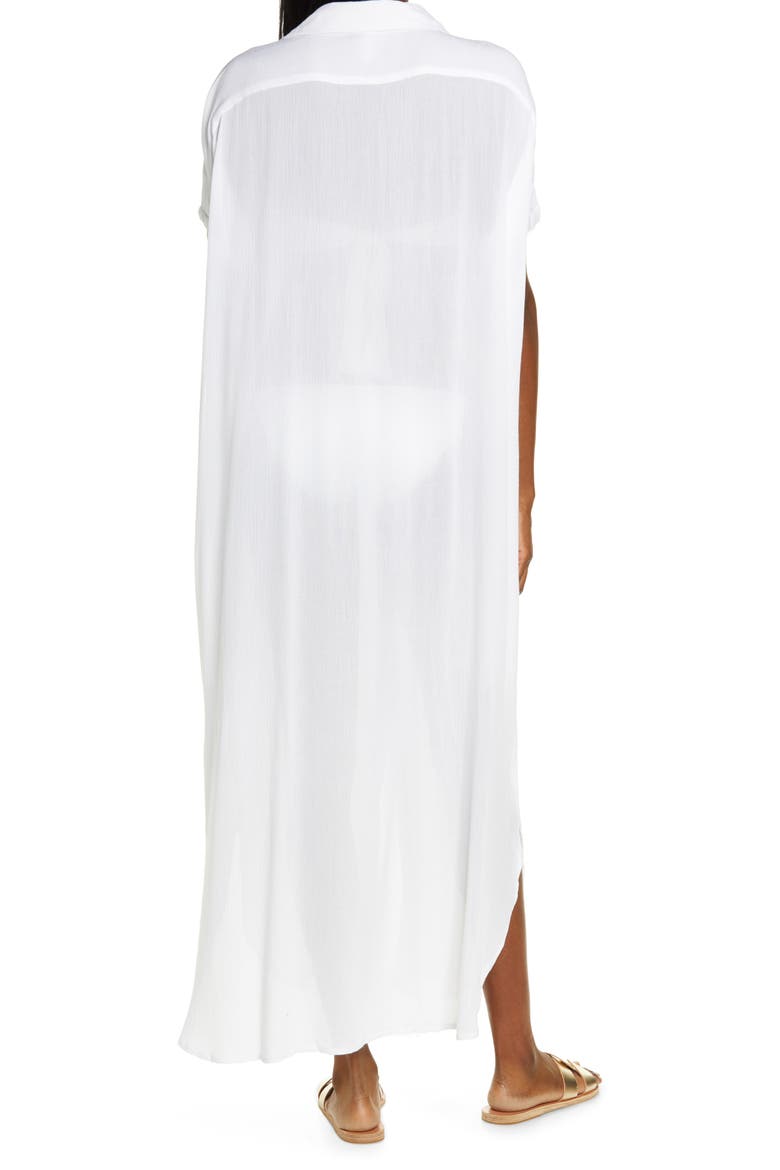 Button-Down Maxi Cover-Up Dress, Alternate, color, WHITE