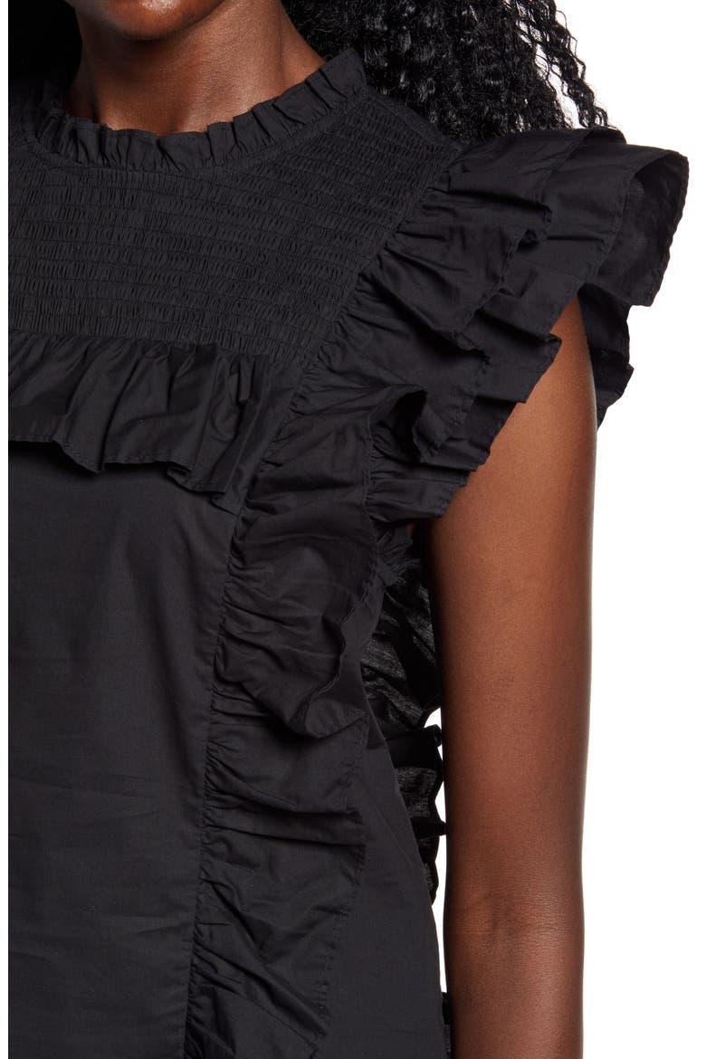 Ruffle Top, Alternate, color, BLACK