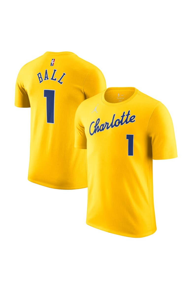 Unisex Jordan Brand LaMelo Ball Yellow Charlotte Hornets 2025/26 City Edition Name & Number T-Shirt, Main, color, Yellow