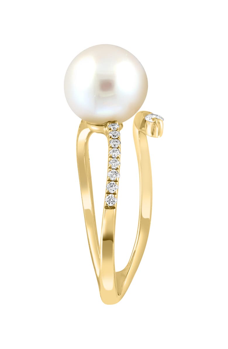 EFFY 14K Yellow Gold Diamond & Freshwater Pearl Open Ring - 0.22 ctw, Alternate, color, White