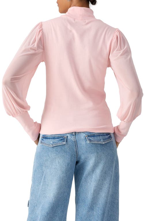 Sanctuary On My Mind Mesh Sleeve Mock Neck Top In White