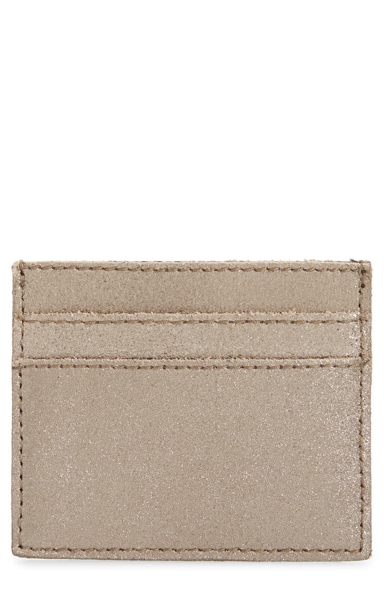 Madewell The Metallic Gold Leather Card Case, Main, color, 