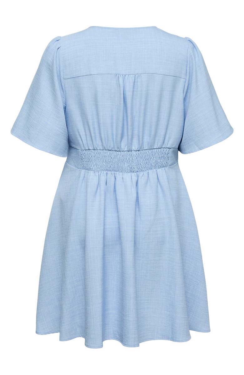 VERO MODA Short Sleeve Button Front Chambray Dress, Alternate, color, Chambray Blue Melange