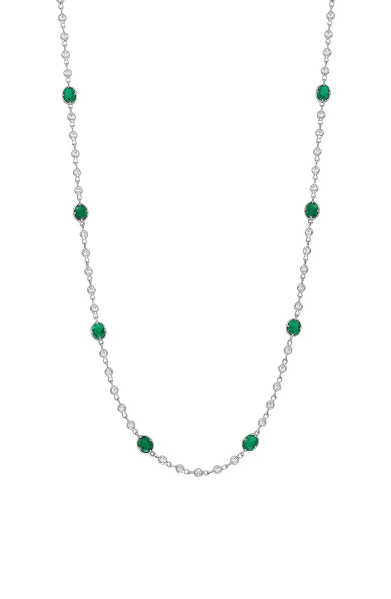 Bony Levy El Mar Emerald & Diamond Station Necklace, Main, color, 