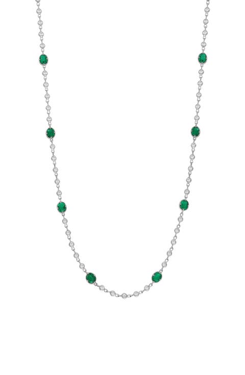 El Mar Emerald & Diamond Station Necklace