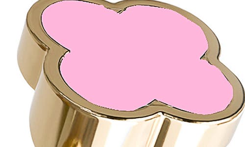 Gabi Rielle Clover & Cubic Zirconia Adjustable Ring In Gold/pink