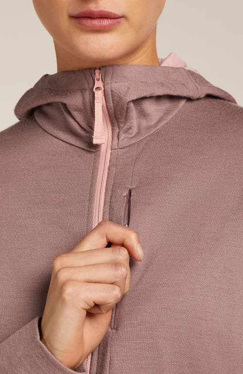 Icebreaker 260 Quantum Merino Wool Hooded Jacket In Pink