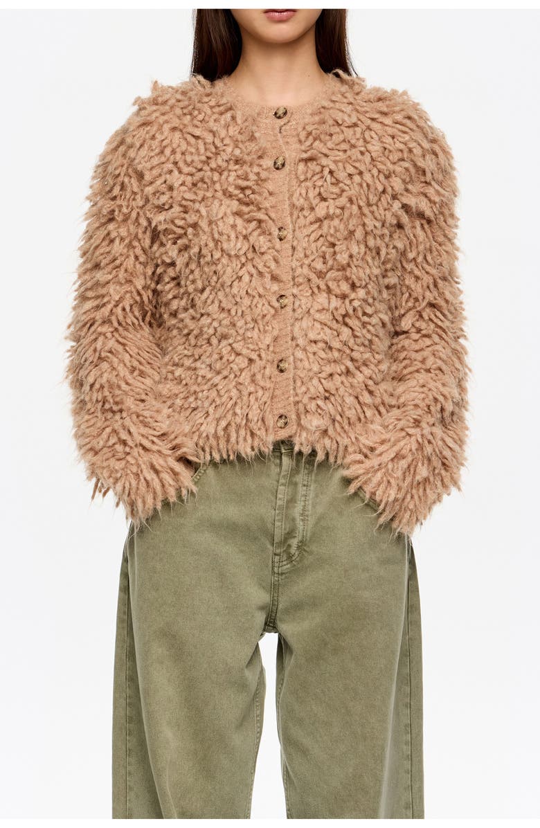 Bimba y Lola Short Alpaca Cardigan, Main, color, Camel