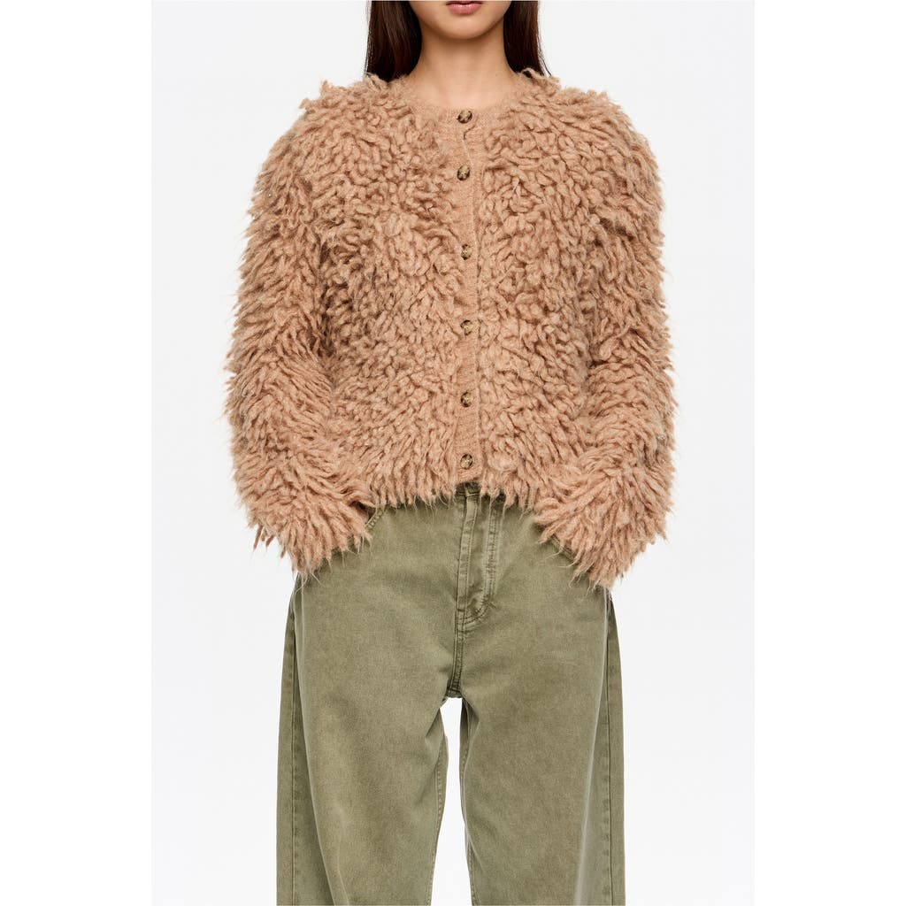 Bimba Y Lola Short Alpaca Cardigan In Brown