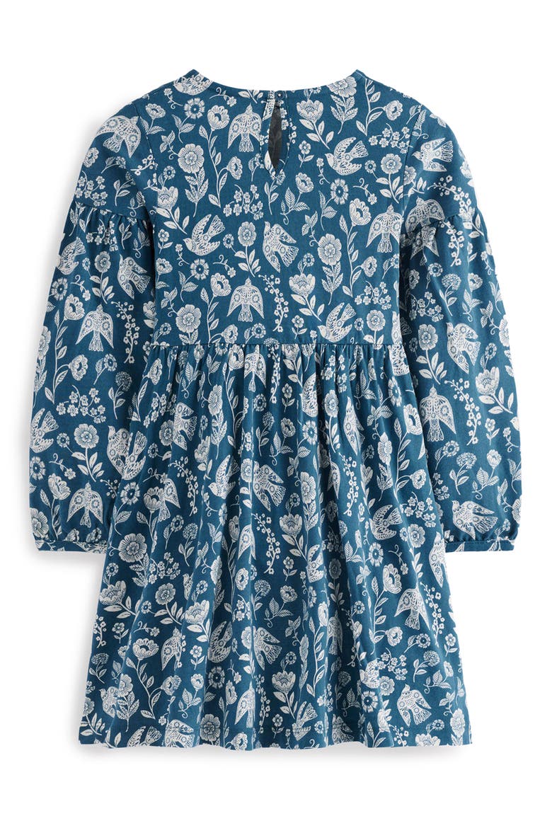 Kids' Blouson Sleeve Twirly Dress, Alternate, color, SAPPHIRE BLUE FLORAL BIRD