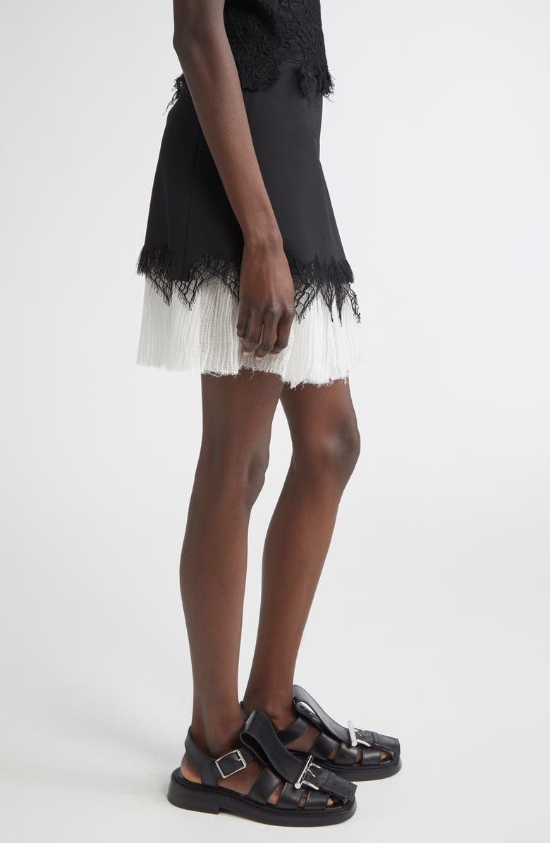 McQueen Cobweb Lace Wool Gabardine Miniskirt, Alternate, color, Black