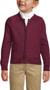 Lands' End School Uniform Girls Cotton Modal Zip-front Cardigan Sweater